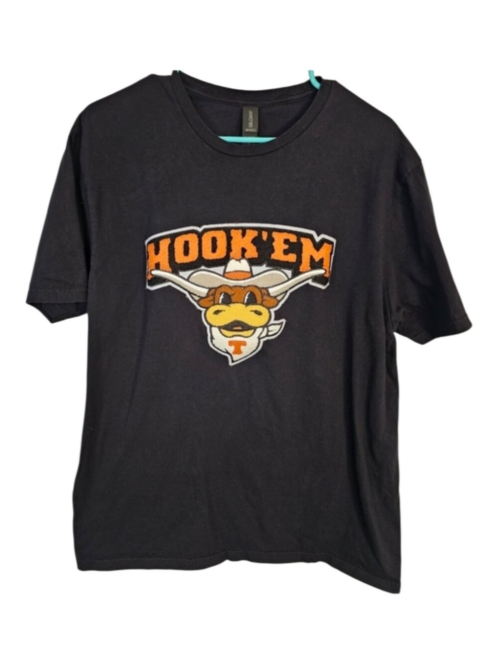 Texas Longhorns Hook 'Em Black Tee Shirt Embroidered Logo Size L‎